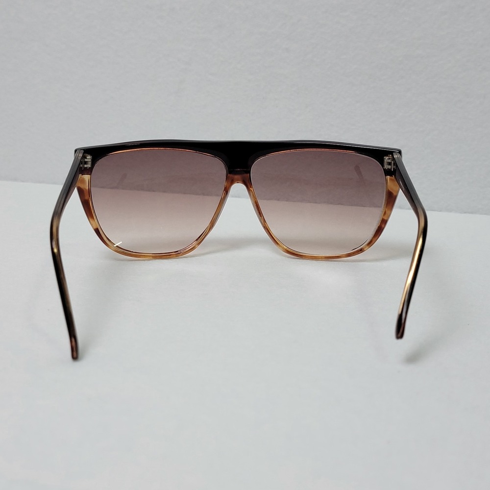 Vintage 1980s Oversized Sunglasses Black Flat Top Brow Tortoise Shell Taiwan ROC - Picture 5 of 11